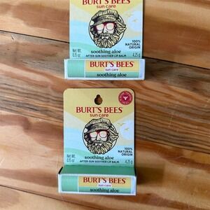 Burt's Bees Aloe‎ & Coconut Oil Lip Balm 4.25g Soothing After Sun Care lot of 2